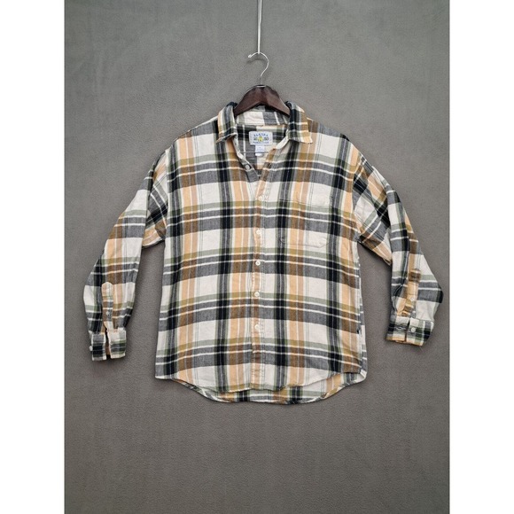 ALASKA 1959 WILDERNESS GEAR Mens Beige Plaid Flannel Sz M Button Down Shirt - Picture 1 of 7